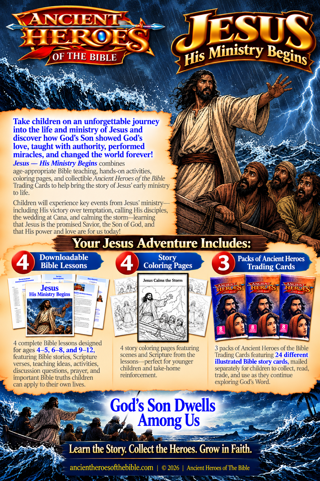 Jesus — His Ministry Begins - Bible Lessons (Includes 3 Packs Trading Cards)